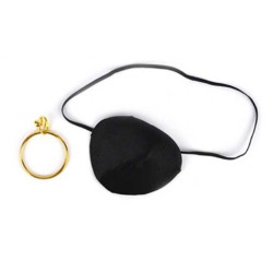 Piratsæt m. øjenklap & clips ørering