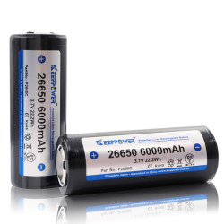 2 PACK 6000 mAh 26650 batteri fra KeepPower