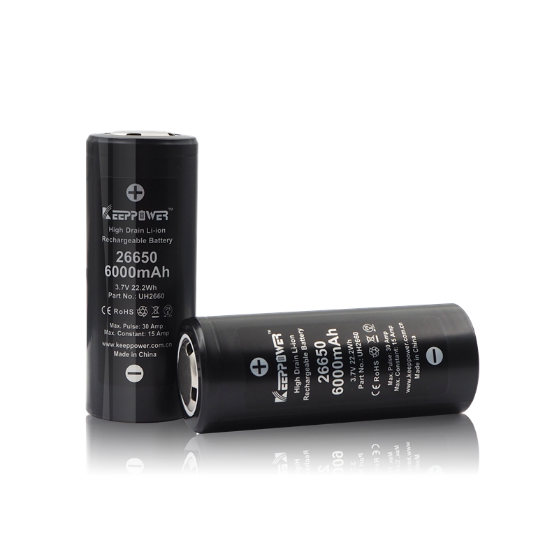 2 PACK Keep Power 2UH2660 26650batteri med 6000 mAh kapacitet