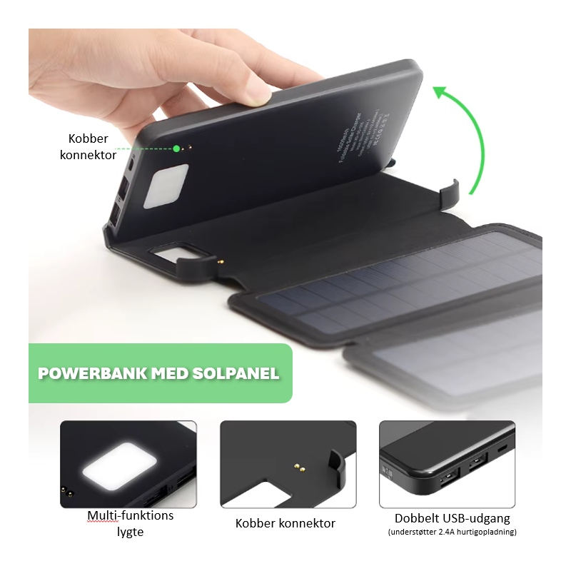 Globuz - Powerbank med solceller 10.000mAh