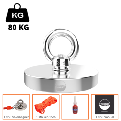 Fiskemagnet | Magnetfiskeri - 80KG fiskemagnet. Perfekt til børn