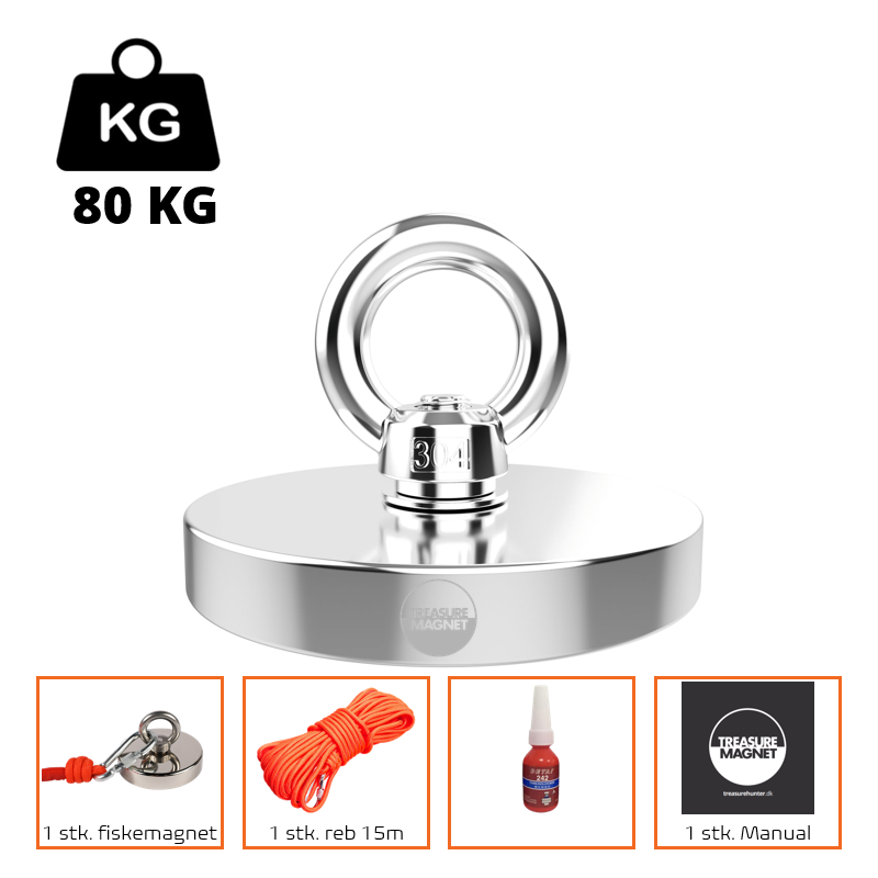 Fiskemagnet | Magnetfiskeri - 80KG fiskemagnet. Perfekt til børn