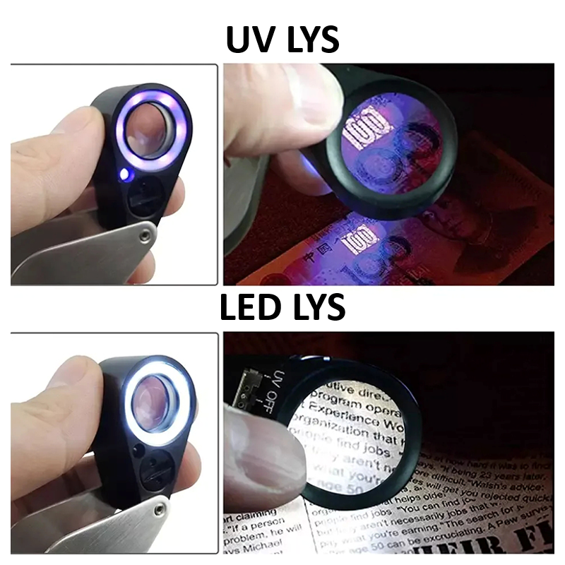 Globuz Indslagslup 10x med LED & UV – til rav & andre fund