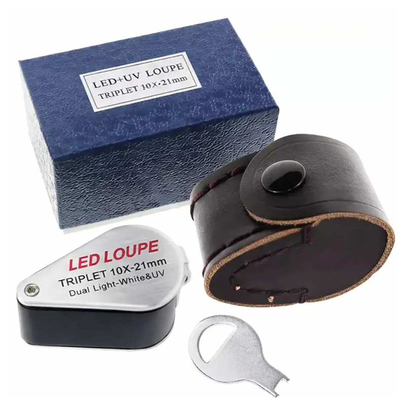 Globuz Indslagslup 10x med LED & UV – til rav & andre fund