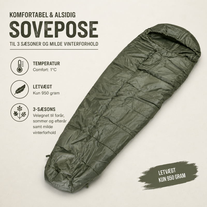 Mil-Tec - COMMANDO Sovepose (1°C)  Oliven grøn | 3-Sæson